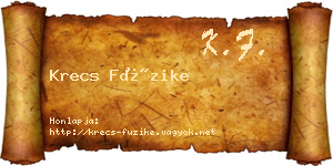 Krecs Füzike névjegykártya